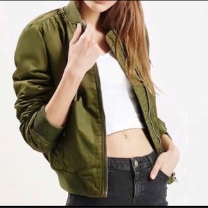 Top shop green bomber jacket size 6